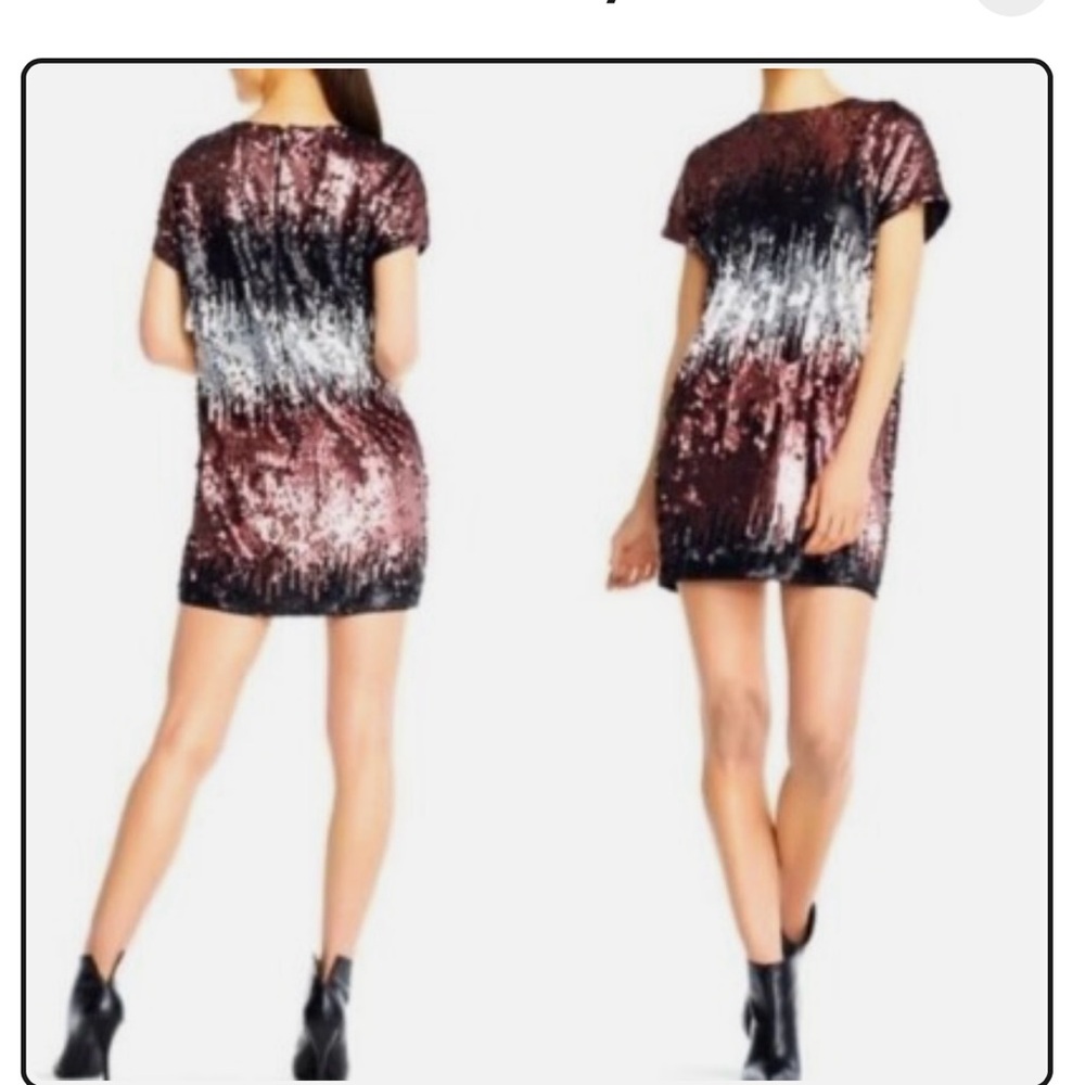 Aidan Mattox Wine Multi Ombré Sequin Shift Dress in Size 14 New with tags.